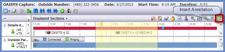 ADD OR INSERT AN ANNOTATION 1. From the call list view, highlight the desired call. The highlighted record will load in the Call Visualization area. 2.