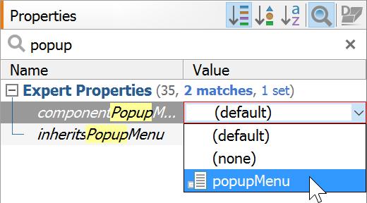 add a JPopupMenu to the free area in the Design view and add JMenuItems to the JPopupMenu Assign popup menus to components You can