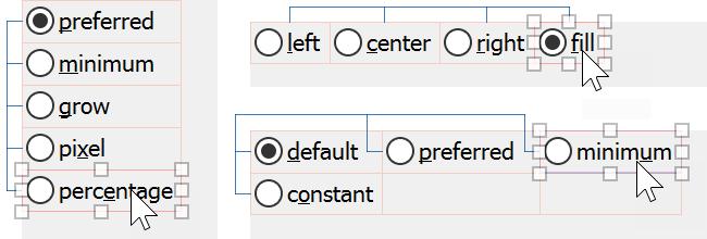 2.3.6 Button Groups Button groups ( javax.swing.buttongroup ) are used in combination with radio buttons to ensure that only one radio button in a group of radio buttons is selected.
