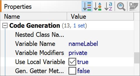 2.6.4 Code Generation Properties This category contains properties related to the Java code generator.