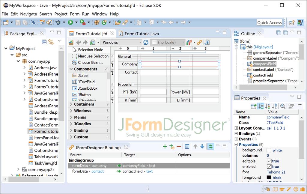 7.1 Eclipse plug-in This plug-in integrates JFormDesigner into Eclipse and other Eclipse based IDEs.