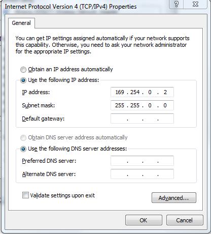 CD 7003, ISSUE 2, 2/24/2012 PAGE 7 of 11 11) Set the Internet Protocol (TCP/IP) Properties pop-up to the following settings and click OK and