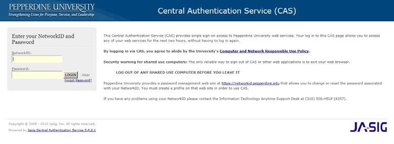 3. Log into the Central Authentication Service, also known as CAS, with