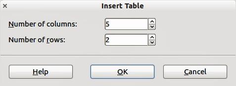 displays a graphic allowing you to drag and select the number of required rows and columns for your table. Figure 21.