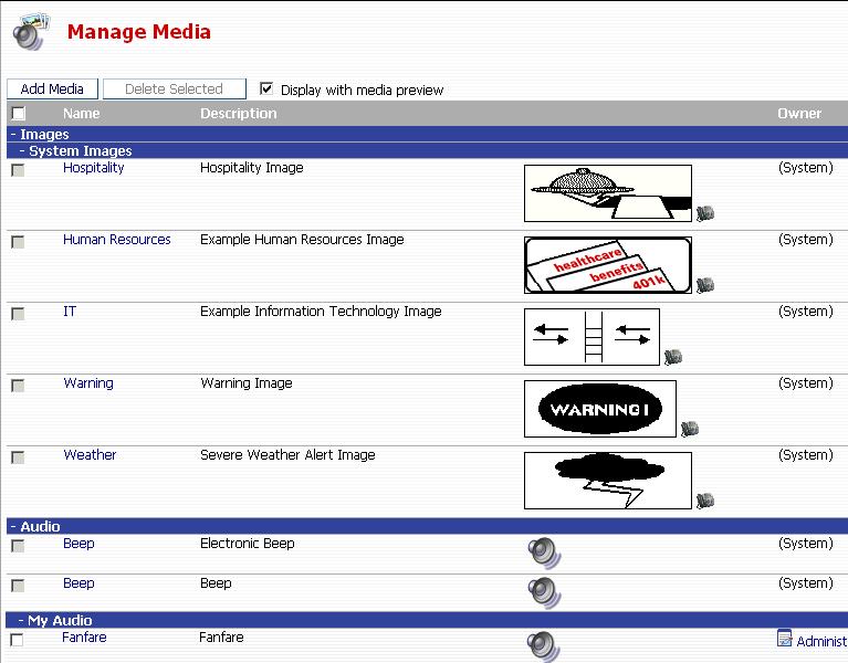 Chapter 8 Media Management Media in Broadcast Server consists of image and audio files stored on the Broadcast Server.