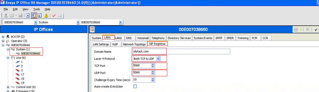 4.3. Administer SIP Registrar Select SIP Registrar sub-tab in the right pane and enter the following values: Domain Name Enter a valid Domain Name, in this
