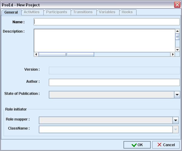 1 Creating a New BPM Project A new BPM project is created by selecting the File New menu item or by clicking on the "New Project" button in the main