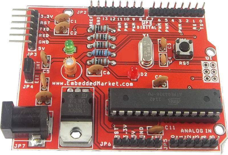 For more experiments, you will need additional I/O boards and shields. These are available at EmbeddedMarket.com Points to note while using the board for first time: 1.