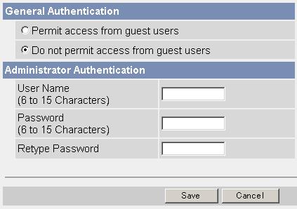 2.13 Changing Authentication Setting and Administrator User Name and Password Operating Instructions The Security: Administrator page allows you to change authentication, administrator user name and