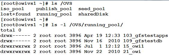 volume mkfs.ocfs2 -T datafiles -N 8 -L "OVS" /dev/mapper/ovsp1 Create VM repository: $/opt/ovs-agent-2.