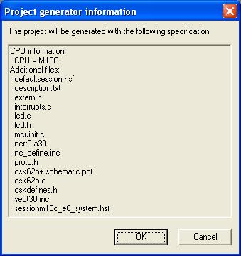 Project Generator (4/4) Confirmation of files to