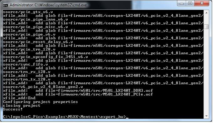 Figure 63 - Generate ISE project files Figure 64 - Expected Gen_Ise_File log report There are two method to produce the bitfile.