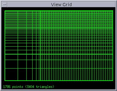 .. button. The View Grid window will be displayed. (Notice that a total of 1786 points and 3404 triangles are generated.) Figure 2-7 View Grid Window. m.