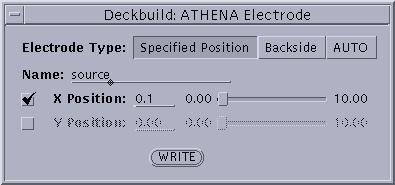 b. From the Electrode Type field, select the Specified Position button. c. For the Name field, type in source. d. Click on the X Position and set the value to 0.1 as shown in Figure 2-76. e.