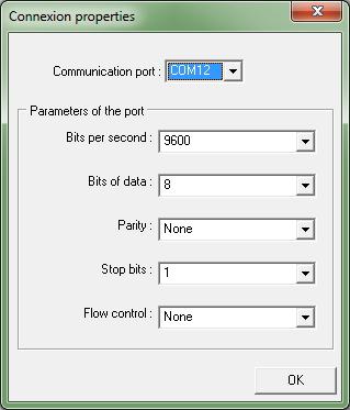 the COM port found in the Device-Manager