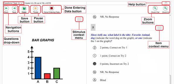 Section III. Understanding the Data Entry Interface Figure 11 displays a sample DEI test page. Some test pages may have only one question, and others may have multiple questions.
