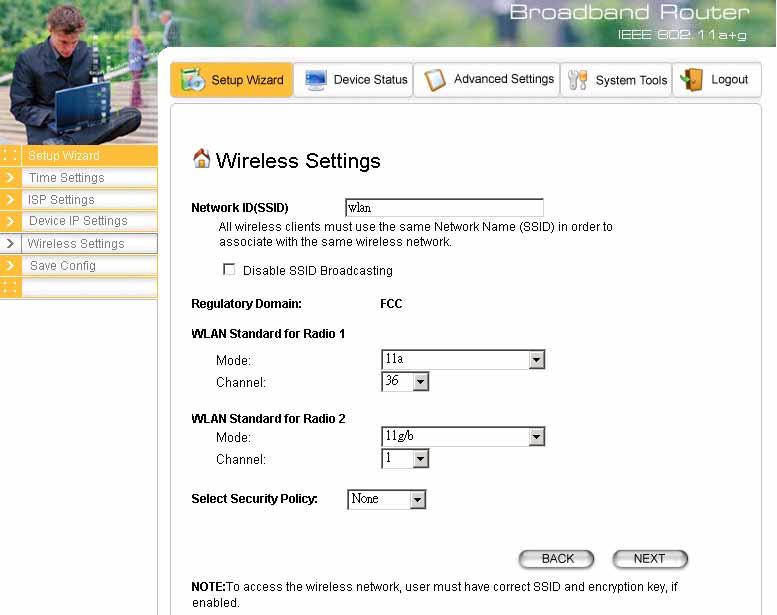 CONFIGURE YOUR WIRELESS LAN CONNECTION In the following configuration screen, you can configure wireless related parameters of your 802.