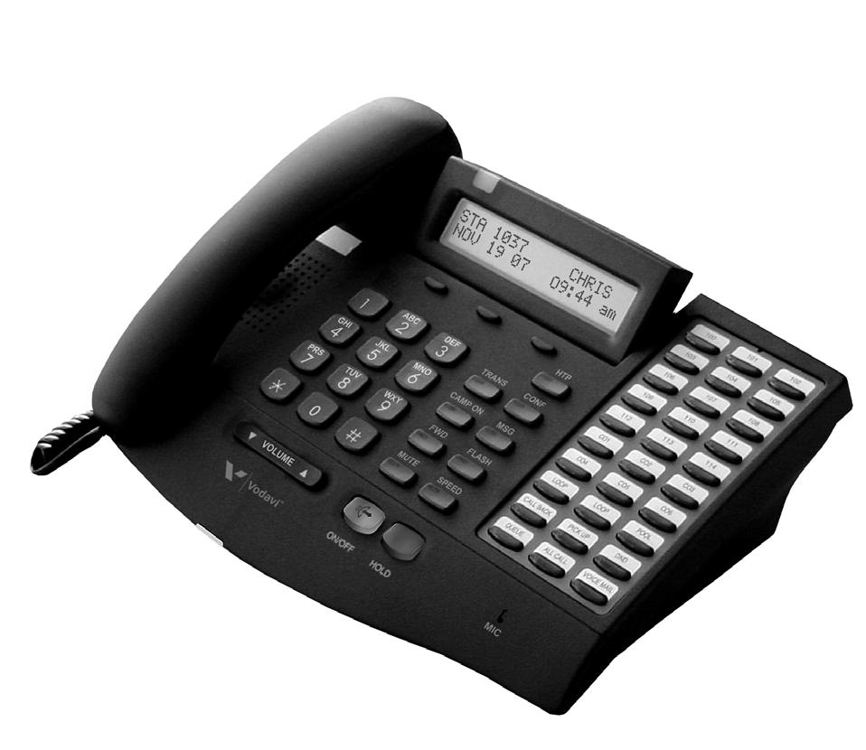 Vodavi Executive Phone - 30 Button 6-36 About Wave Digital Phones Vodavi Executive Phone - 30 Button 2 - Handset 3 - Speaker (located under the handset) 1 - Headset (auxiliary) Jack (located behind