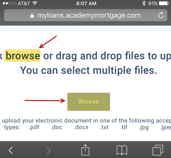 Then you have the option to drag and drop the files (drag and drop is not currently supported on mobile) or