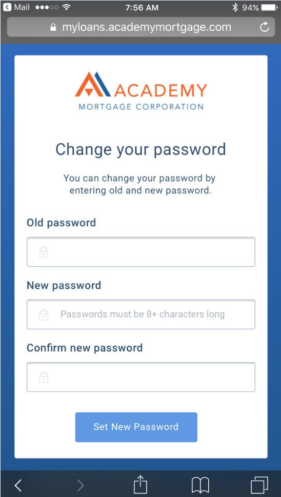 From the Settings menu, you can change your password by selecting CHANGE PASSWORD : On the appearing