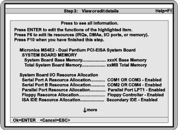 Section 5: EISA Utility Step 3: View or Edit Details When you select the View or Edit Details menu (Figure 5-5), a display of your system resources appears.