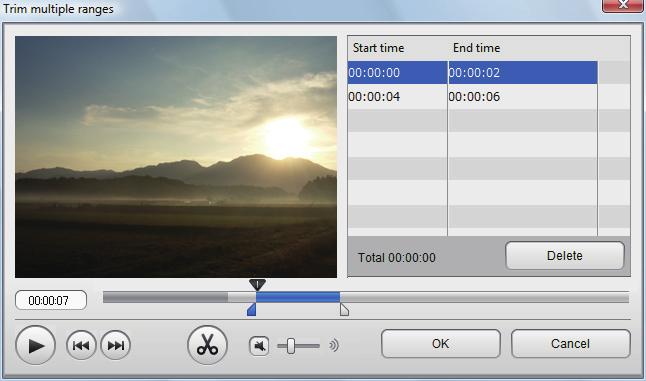 Multiple trimming window Trims multiple videos from a selected clip. To trim multiple scenes from a clip: P.85 ₁ ₂ ₃ ₄ ₅ ₆ ₇ Elapsed time Shows the current playback time.