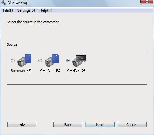 SD (standard quality) Writes a disc from SD-Video files created with the camcorder. You can write on a DVD disc (DVD-Video standard).