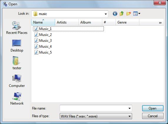 ⒊ Click [Add]. Music file export screen: P.126 ⒋ Select music files to add and click [Open].