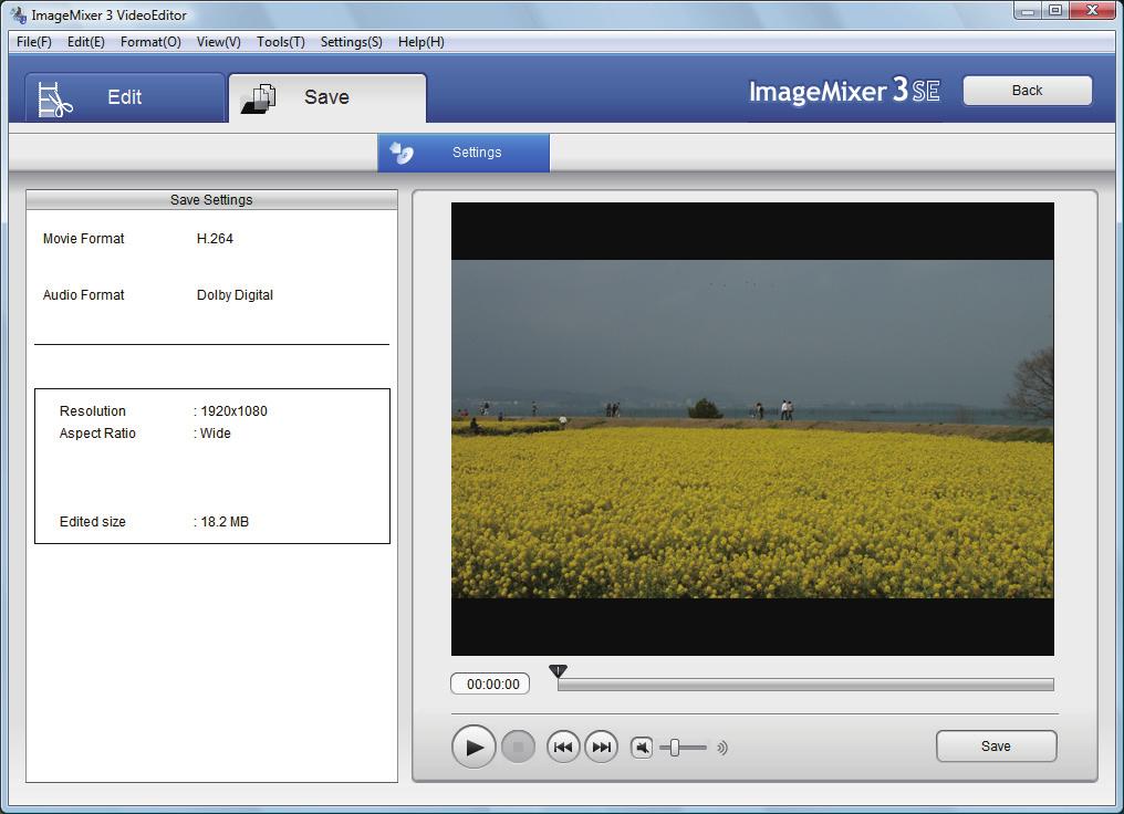 Save edited videos as a single file The edited content is saved as a single file. The original video files used for editing will remain without change. ⒈ Click [Save] tab. ⒉ Click [Save].