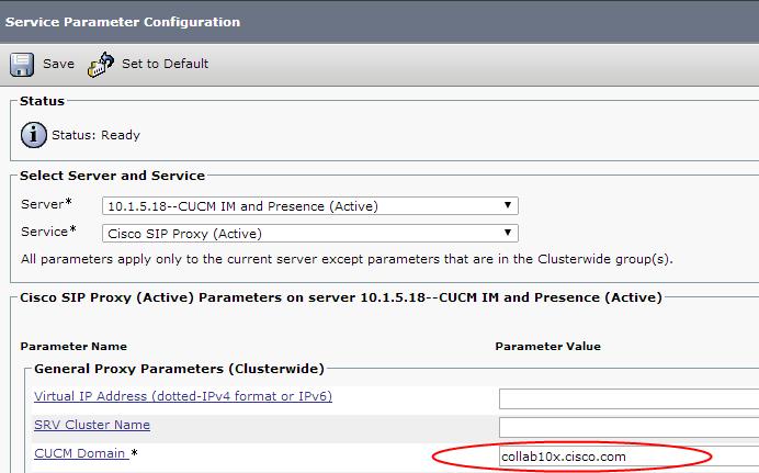 a) Configure Service Parameter CUCM