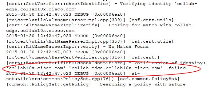 Scenario 3: Cannot Communicate with Server Expressway-E Network Log Filter on trafficserver to view HTTPS