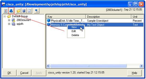 Showing the user specified objects The probe includes a set of predefined checkpoints available on most hosts running the Unity software, but you may also define your own objects to be monitored.