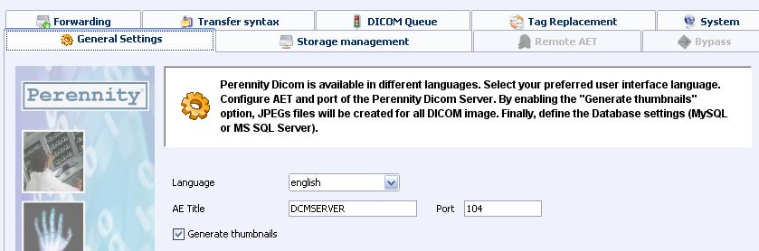 Improved Dicom Server GUI Password protected New System