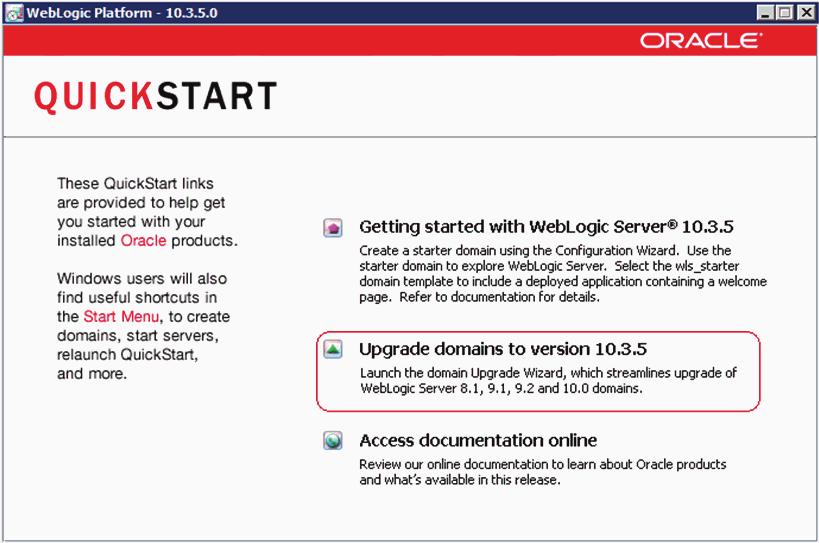 WebLogic domains. 12. Click the Done button to complete the installation and exit OUI.