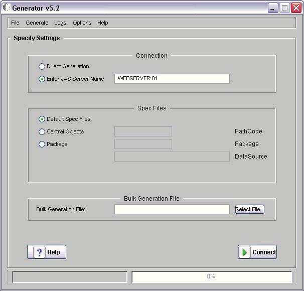 Logging In 3. On Generator, complete this field: JAS Server Name Enter machine name:port, where machine name is the name of your web server and port is the port number for the EnterpriseOne instance.