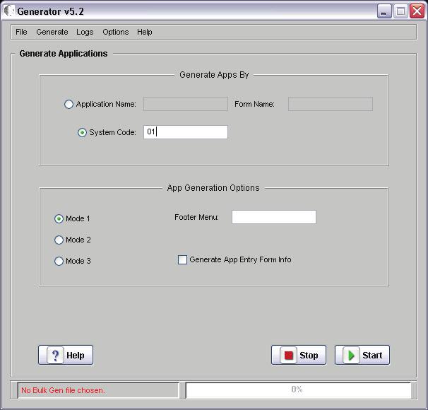 Generating Other Selected Objects Using JD Edwards EnterpriseOne 8.12 3. Click Start. egenerator fetches all the applications under that system code. 4.