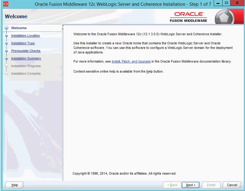 Installing Oracle WebLogic 12.1.3 Caution: For Oracle WebLogic 12.1.3, no version of 1.6.x from any vendor is supported. 3.5 Installing Oracle WebLogic 12.1.3 To use the Oracle Universal Installer (OUI) to install Oracle WebLogic 12.