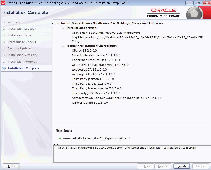 Using Fusion Middleware Configuration Wizard to Configure Oracle WebLogic 12.1.3 14.