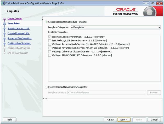 Using Fusion Middleware Configuration Wizard to Configure Oracle WebLogic 12.1.2 3.