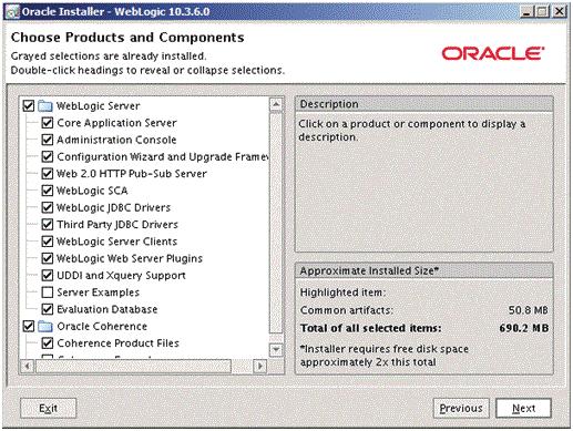 Installing Oracle WebLogic 10.3.6.0 In this guide, it is assumed you select the Typical installation type, which installs the Oracle WebLogic 10.3.6.0 and the Oracle Coherence Server.