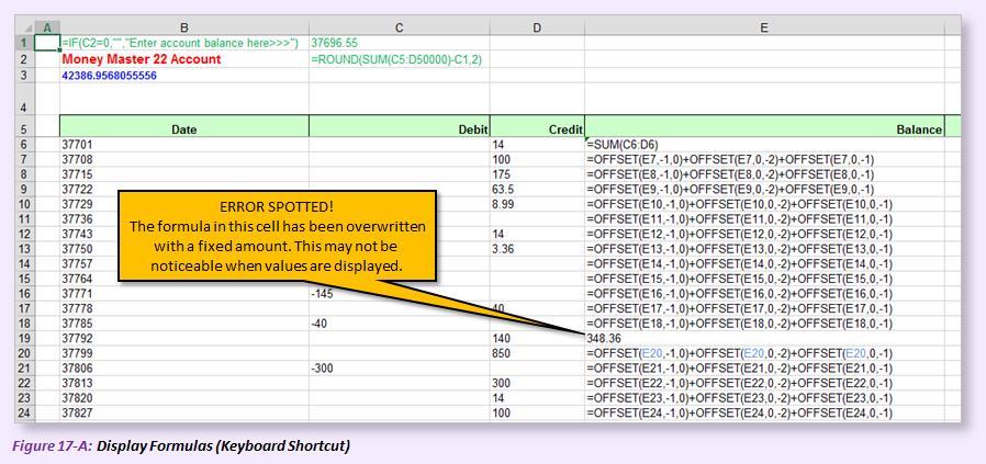 Alternate Displaying Cell Formulas and Cell Values Formula errors in workbooks are all too common and are often difficult to detect.