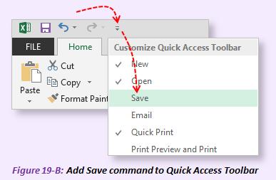 At times when you are using your mouse, instead of using a keyboard shortcut, having the Save command one click away on your Quick Access Toolbar (QAT) is a great option.