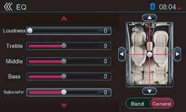 9 - Band / General: Choose between band or general settings (only in User mode). 10 - Balance / Fader: Choose the desired volume for left and right, front and rear speaker.