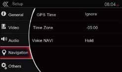 Manual: Display manual. Video Setup Menu sound. This menu includes: GPS Time and Time Zone.