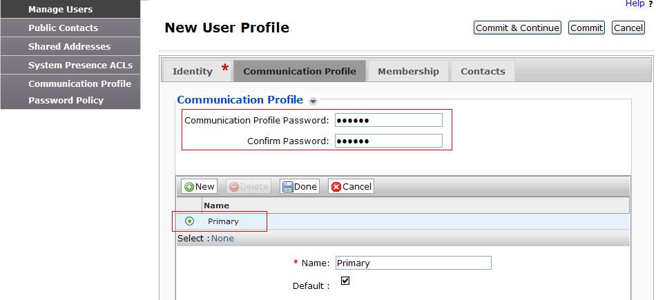 Communication Profile section o Communication Profile Password Enter a numeric value used to logon to SIP telephone.
