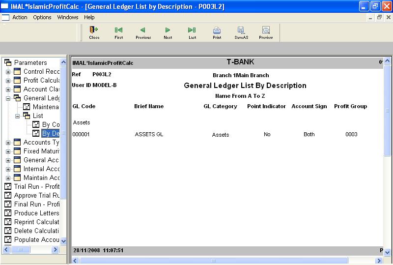 3.4.2.2. By Description The user invokes this option for the General Ledger listing by Description.