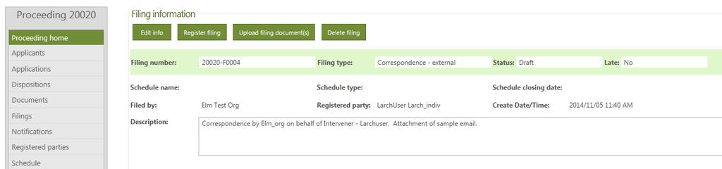 When all the information is complete, click Save to open the new filing in the Filing details page.