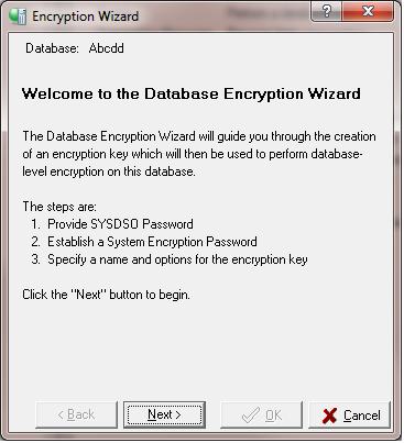 Encrypting a Database with IBConsole You do not have to change the setting in the EUA Active field because the default setting is Yes. In the Encrypted field select Yes from the drop-down menu.