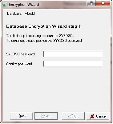 Encrypting a Database with IBConsole Figure 13.7 Step 1: Enter the SYSDSO password Note 8. In Step 2, shown in Figure 13.