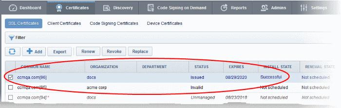 Apache servers - The certificate will become active after the server is restarted.